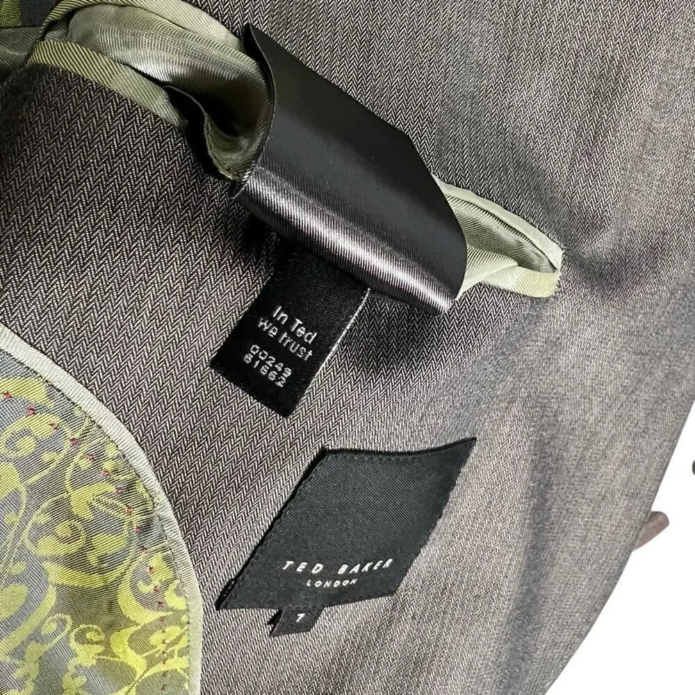 Ted Baker Two Button Jacquard Lined Blazer Gray Notched Lapel Men’s 46